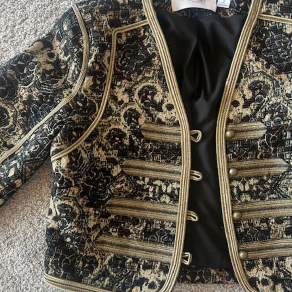 Per Se Brocade Jacket with Gold Piping, Size 2 - Picture 3 of 6